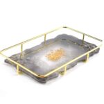Rectangular Metal Tray Holder – Gold, 321x181x43mm