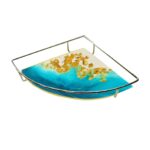 Metal Tray Holder – Gold, 23x23x32cm