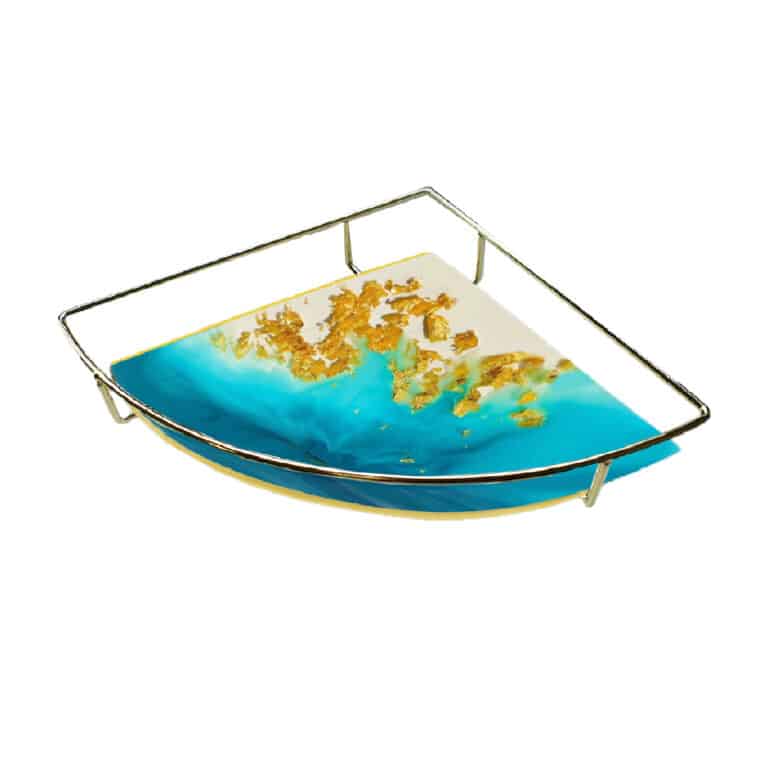 Metal Tray Holder – Gold, 23x23x32cm