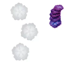 “Flower Set Moulds” – Silicone Moulds for Resin Stands and Coasters, 3 Pieces